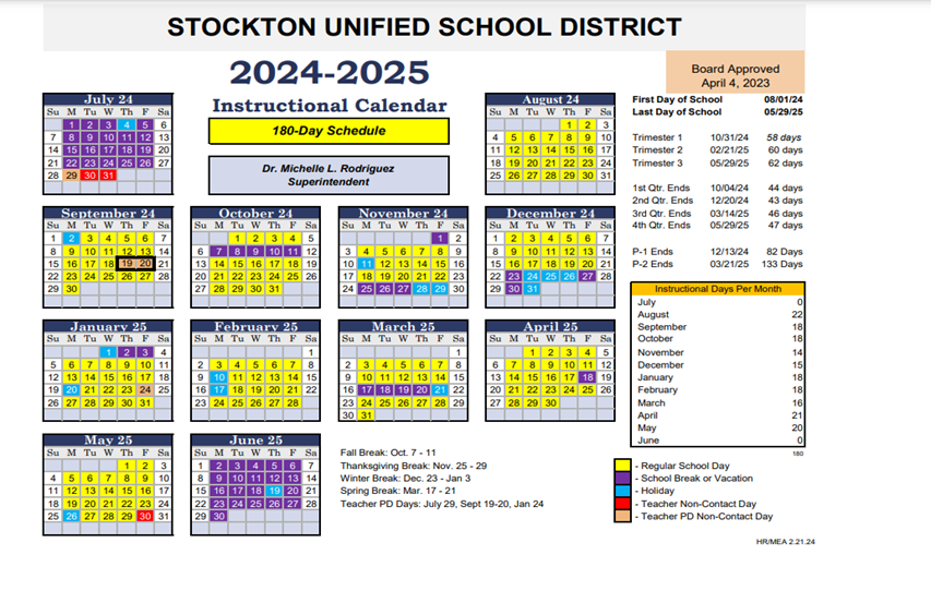 2024-2025 Instructional Calendar